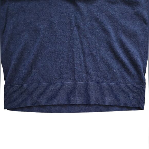 Express Women Pullover V Neck Lace Inset Wool Blend Sweater Navy Blue Size XS - Picture 11 of 11